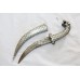 Dagger Knife Tiger Face Silver Bidaree Wire Damascus Steel Blade Handmade C681
